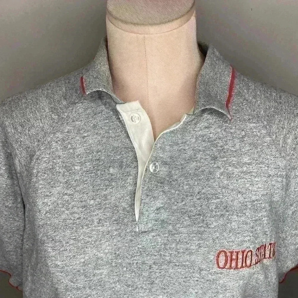 Champion Vintage Made In USA Ohio State Buckeyes Men's Gray Polo Size Large - Picture 3 of 6